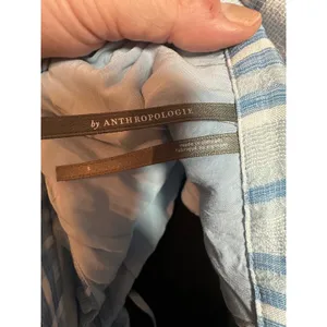 Anthropologie Blue White Plaid Button Front Tiered Midi Dress Sz S Halter Neck thumbnail 6