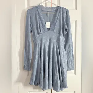 FREE PEOPLE WOMEN'S ALL YOURS LONG SLEEVE MINI DRESS - Light Blue - XS - NWT thumbnail 2