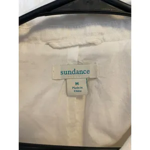 Sundance Womens Linen Blend Blazer Floral Accent Cuff Jacket Size M thumbnail 3