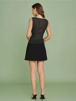 Rihoas Black Boat Neck Polka Dot Tank Top thumbnail 5
