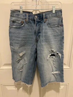Levi's Light Wash Distressed Denim Shorts thumbnail 1
