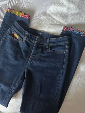 St. John's Bay flower Denium straight leg jeans thumbnail 1