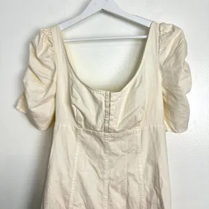 FREE PEOPLE Cheyenne Smocking Short Puff Sleeve Denim Mini Dress Size X-Small thumbnail 7