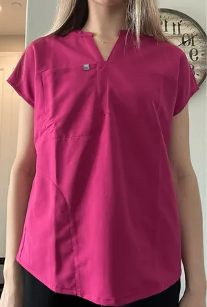 XS Pink Fabletics Scrub Top thumbnail 1