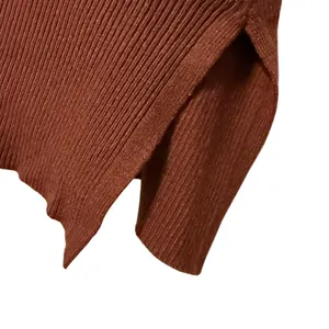 Altar'd State Mock Neck Sweater Brown Ribbed Side Slit Long Sleeve‎ Women XS/S thumbnail 5