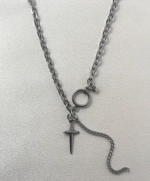 Cross Pendant Necklace for Men Women Streetwear Hip Hop Punk Unisex Necklace thumbnail 1