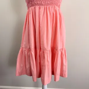 Abercrombie & Fitch Smocked Tiered Mini Dress Coral Pink Ruffle Strap Womens S thumbnail 6