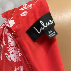 Lulus Ximena Coral Red White Floral Print Ruffled Mini Dress Womens Medium thumbnail 11