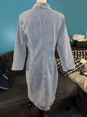 NWT Stylewe Women's Washed Denim-Look Midi Dress, Large thumbnail 4