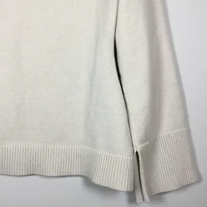 H&M Off White Minimalist Clean Girl Knit V Neck Oversized Sweater S Autumn Fall‎ thumbnail 3
