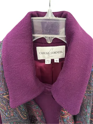 Vintage Casual Corner Purple Wool Long Coat USA Made Trench Scarf Purple Size 8 thumbnail 12