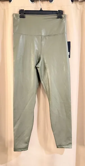 NWT 90 Degree By Reflex Dark Green Active Leggings Size L thumbnail 1
