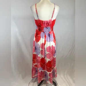 Grace Karin smocked ruffle floral maxi dress with pockets size medium thumbnail 10