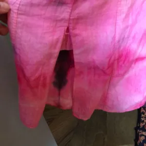 80s Vintage Indian Import V-Neck Tunic – Hand Dyed Pink, Red, Black size L thumbnail 6