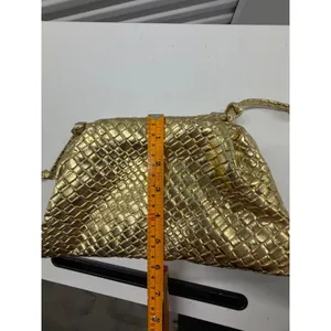 Suanni Metallic Gold Woven Intrecciato Clutch Crossbody Bag Evening Purse thumbnail 7