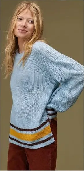 Anthropologie Sky Striped Sweater Size‎ Medium thumbnail 1