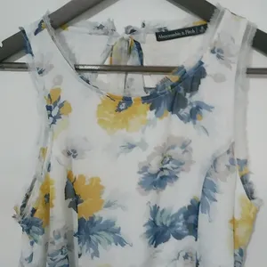 Abercrombie & Fitch S White Blue Floral Dress thumbnail 2
