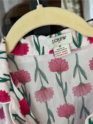 J. Crew block print pajamas shirt short sleeve button down floral garden cotton thumbnail 3
