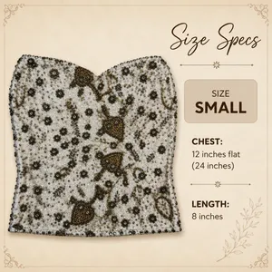 Kimchi Blue Beaded‎ Bustier Corset Top Strapless Cream Gold Floral Women's S thumbnail 9