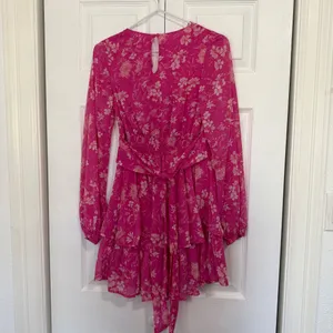 Hot Pink Floral Long Sleeve Mini Dress XS thumbnail 2