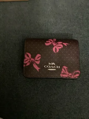 NWT NEW Coach Burgundy and pink bow logo Crossbody Purse with silver Chain thumbnail 3