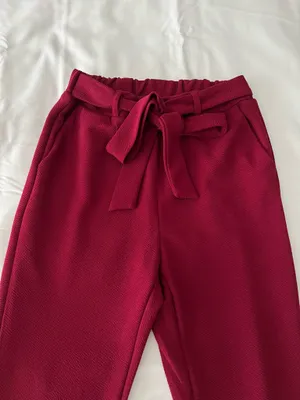 Maroon Self Tie Skinny Pants thumbnail 2