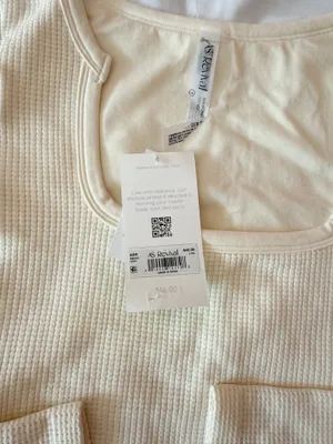 Altar’d State Revival Ivory Waffle Knit Square Neck Long Sleeve Top Size L/XL thumbnail 4