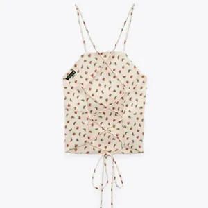 ZARA Watermelon Print Satin Effect Crisscross Lace-Up Tie Back Crop Top‎ Size XS thumbnail 9