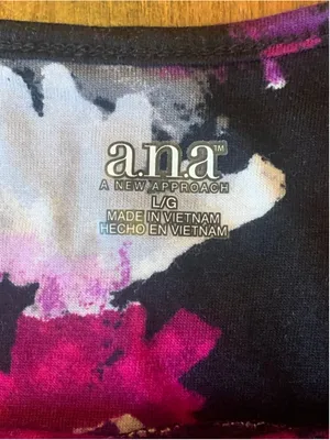 ANA Maxi Dress NWT Large Black Purple Tie Dye Floral thumbnail 2