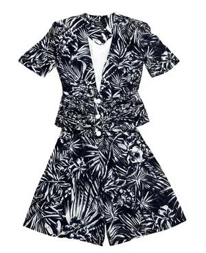 VTG‎ 90s DAWN JOY FLORAL Shorts Set Two Piece ROMPER High waist Size Small thumbnail 1
