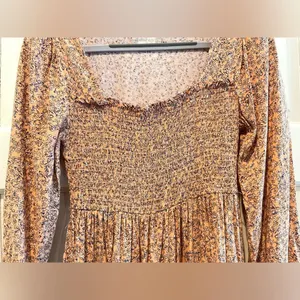 Altar’d‎ State Boho Floral Smocked Long Sleeve Dress Peach Orange Size Medium thumbnail 2