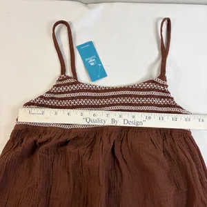 Cupshe Brown Gauze Smocked Romper Embroidered Bohi Summer‎ Beach Jumpsuit NEW thumbnail 9