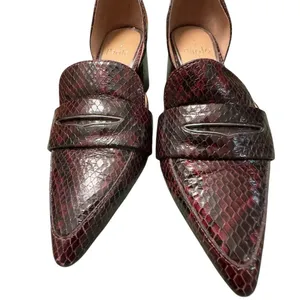 Linea Paolo Cache Burgundy Snakeskin D’Orsay Block Heel Pumps Women’s 5 NWOB thumbnail 5