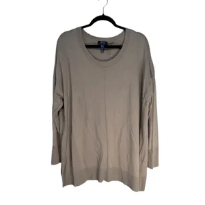 d&co Signature Women's Taupe Knit Sweater Long Sleeve‎ Oversized V-Neck L thumbnail 7