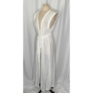 Anthropologie LILKA Eyelet White Cloud Swim Cover Up Maxi Dress Duster Medium thumbnail 7