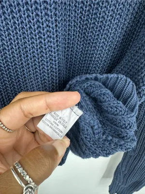 Brandy Melville Blue Open Knit Sweater One Size Boho thumbnail 5