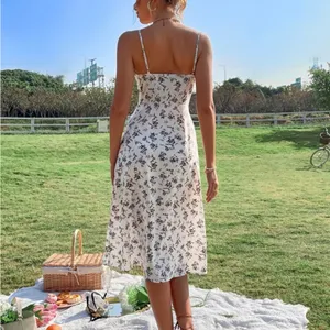 SHEIN Floral White Spaghetti-Strap Midi Dress thumbnail 2