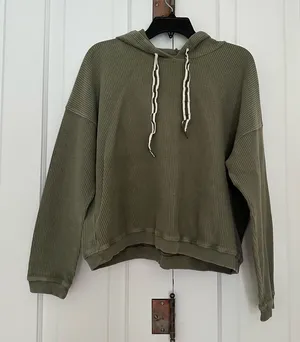 Aerie New Love Cropped Fit Corded Hoodie • Size L thumbnail 1
