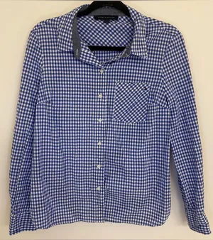Tommy Hilfiger Blue and White Gingham Button-Down Shirt thumbnail 1