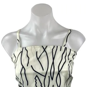 Commense Women's White Black Abstract Sleeveless Longline Cami Crop Top Size XS thumbnail 3