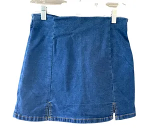 Women Medium Wash High Waisted Denim Skort with‎ Front Slits Size Medium Summer thumbnail 1