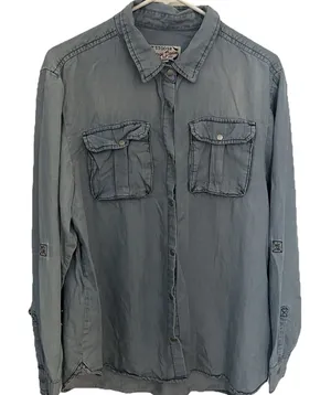 Stoosh Vintage Denim Button Up Top Women’s M Long Sleeve Western Cowgirl‎ Shirt thumbnail 1