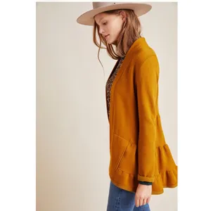 Anthropologie Lila Tiered Babydoll Cardigan Women M Mustard Boho Cottagecore thumbnail 4