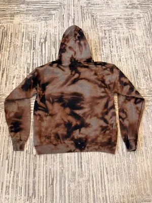 Hanes women's medium brown/black tie-die hoodie sweatshirt thumbnail 4