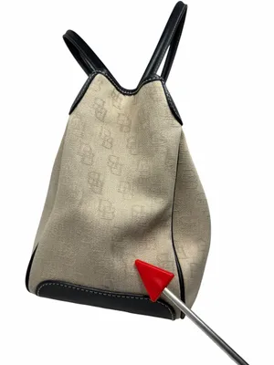 Dooney & Bourke Monogram Canvas Tote Bag Beige Black Leather Shoulder Bag thumbnail 16