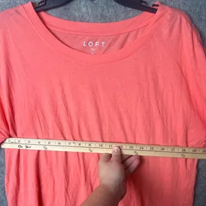 Loft Women Size XL Short ruffle polka dots sleeve basic‎ tee shirt thumbnail 2