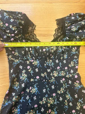 NWT For Love & Lemons August Floral Mini Dress Medium M Black Lace Corset Bow thumbnail 6