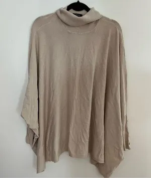 Alfani Turtleneck Poncho Beige Tan Size Large thumbnail 1