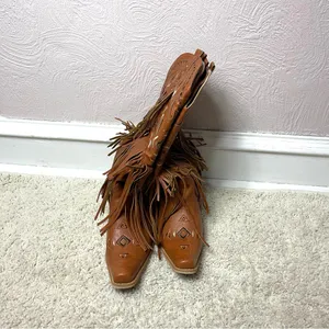 Brown Fringe Western Boots Size 9 thumbnail 5