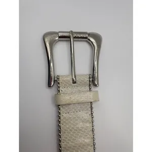 Rhinestone Studded Western Belt Cream Faux Snakeskin M/L Cowgirl Festival‎ Boho thumbnail 4